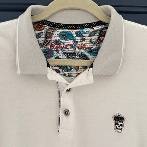 Robert Graham Classic Fit White Polo Shirt - Size Large